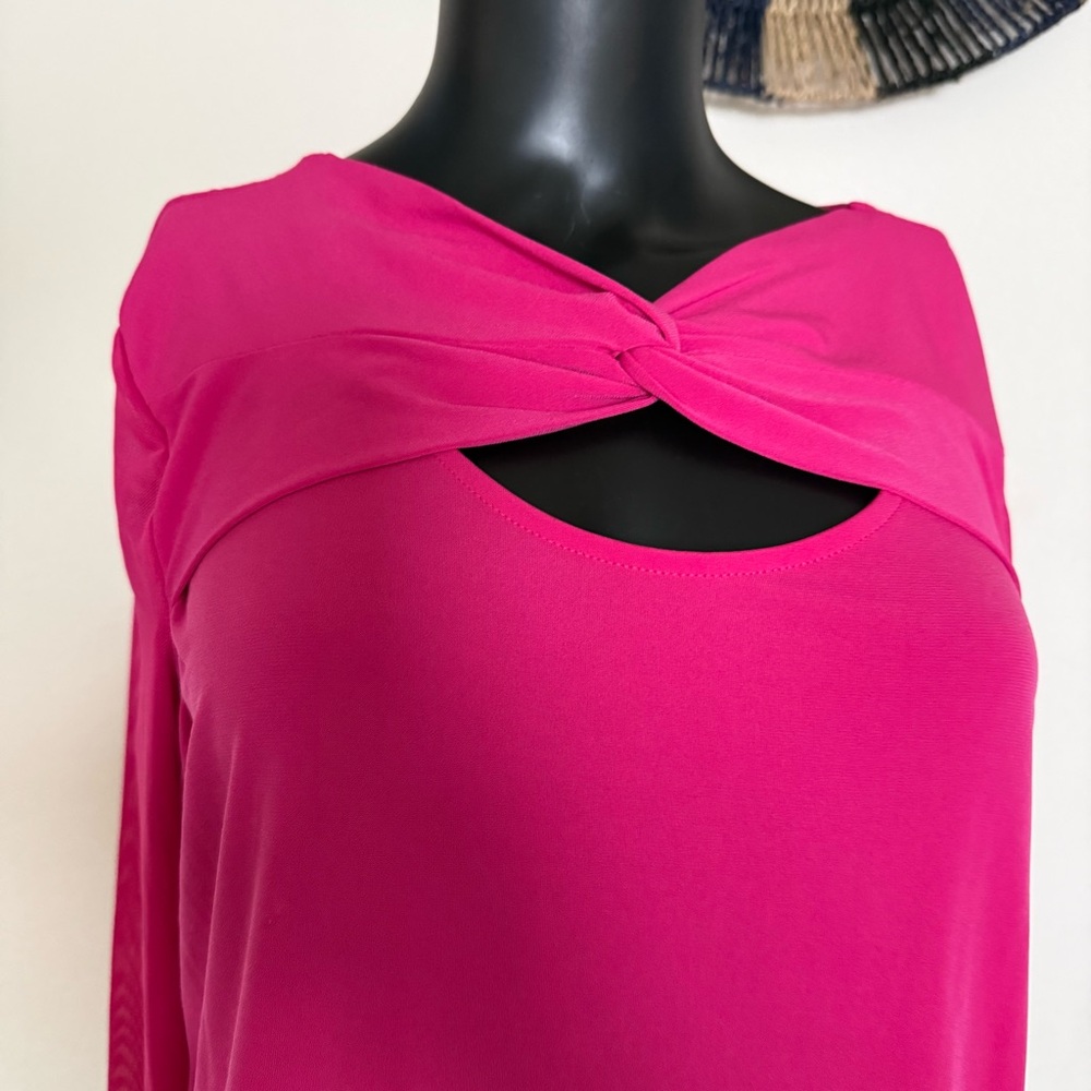 Calvin Klein Vibrant Pink Twist Blouse - Picture 3 of 12